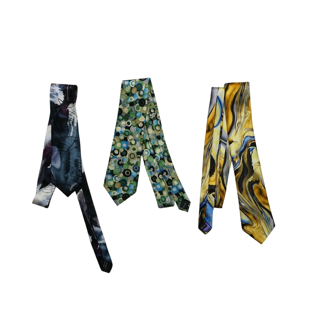 Vintage J. Garcia Ties Mens One Size Multicolor Abstract Geometric Silk Lot 3